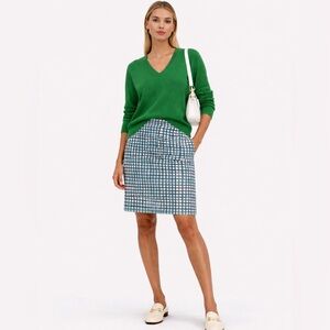 ♨️Kate Spade Judy Check Blue Green Pencil Skirt Size 8🧡